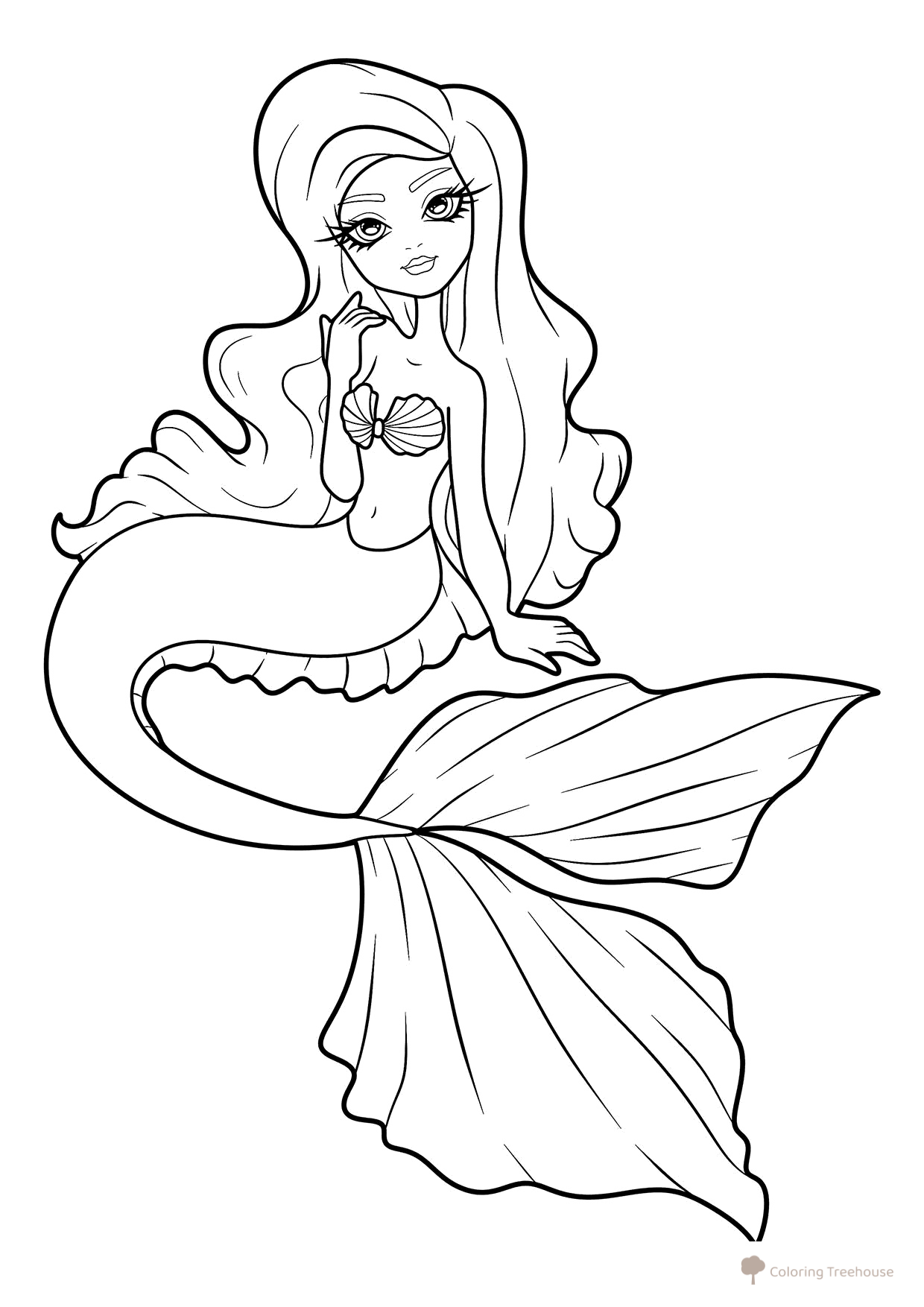 Cute Mermaid Coloring Page free printable Mermaid Coloring Pages coloring page