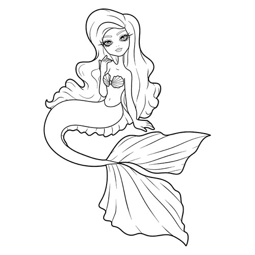 Cute Mermaid Coloring Page free printable Mermaid Coloring Pages coloring page