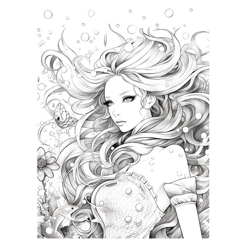 Página para colorear: Sirena realista dibujo para colorear gratis de Páginas para colorear de sirenas