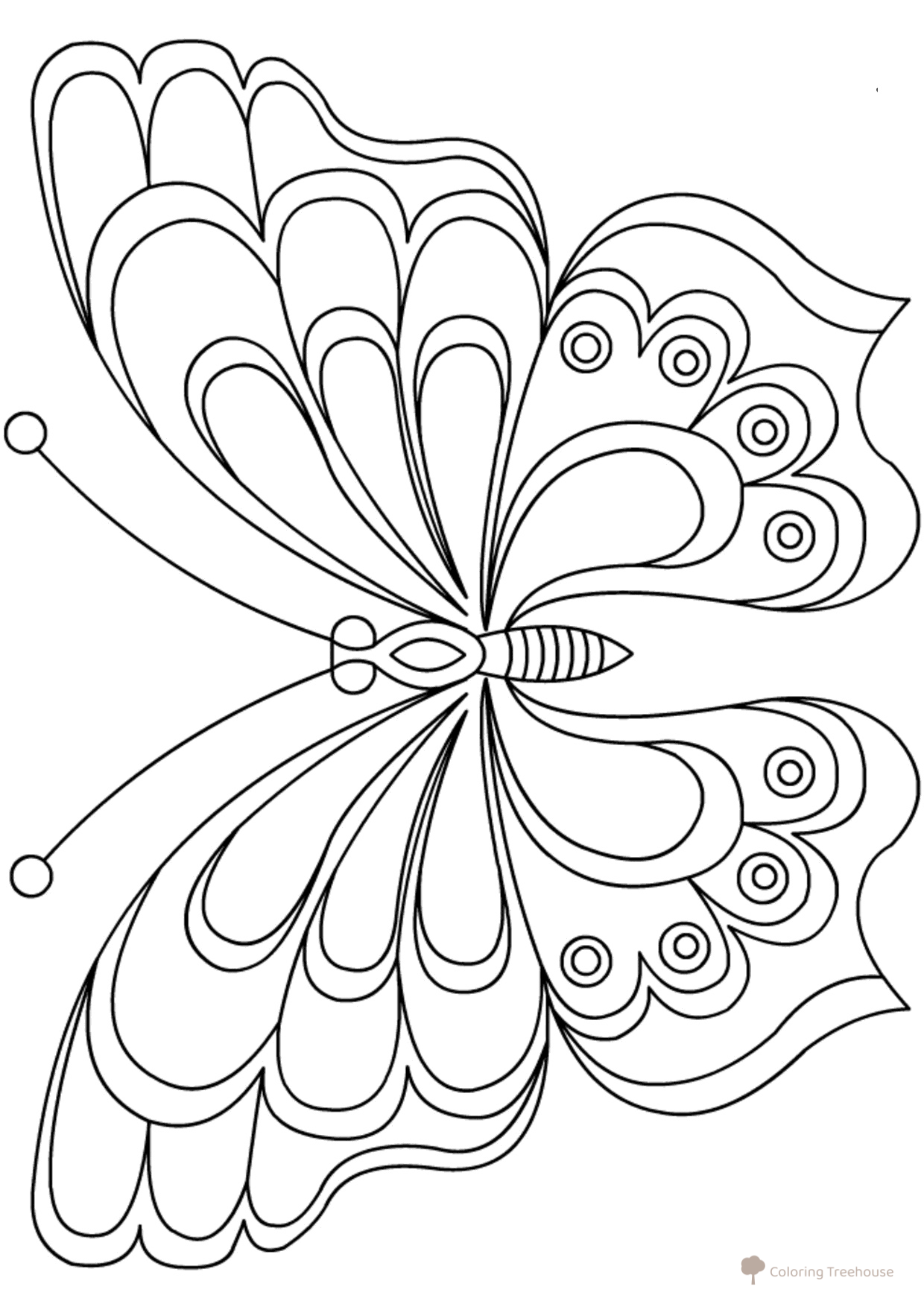 Página para colorear: Mariposa con patrón ondulado dibujo para colorear gratis de Mariposas – láminas para colorear. Mariposas y flores