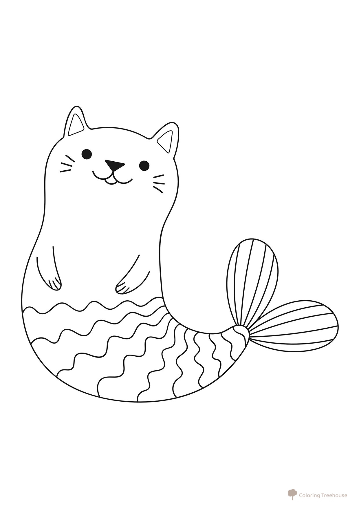 Mermaid Cat Coloring Page free printable Mermaid Coloring Pages coloring page