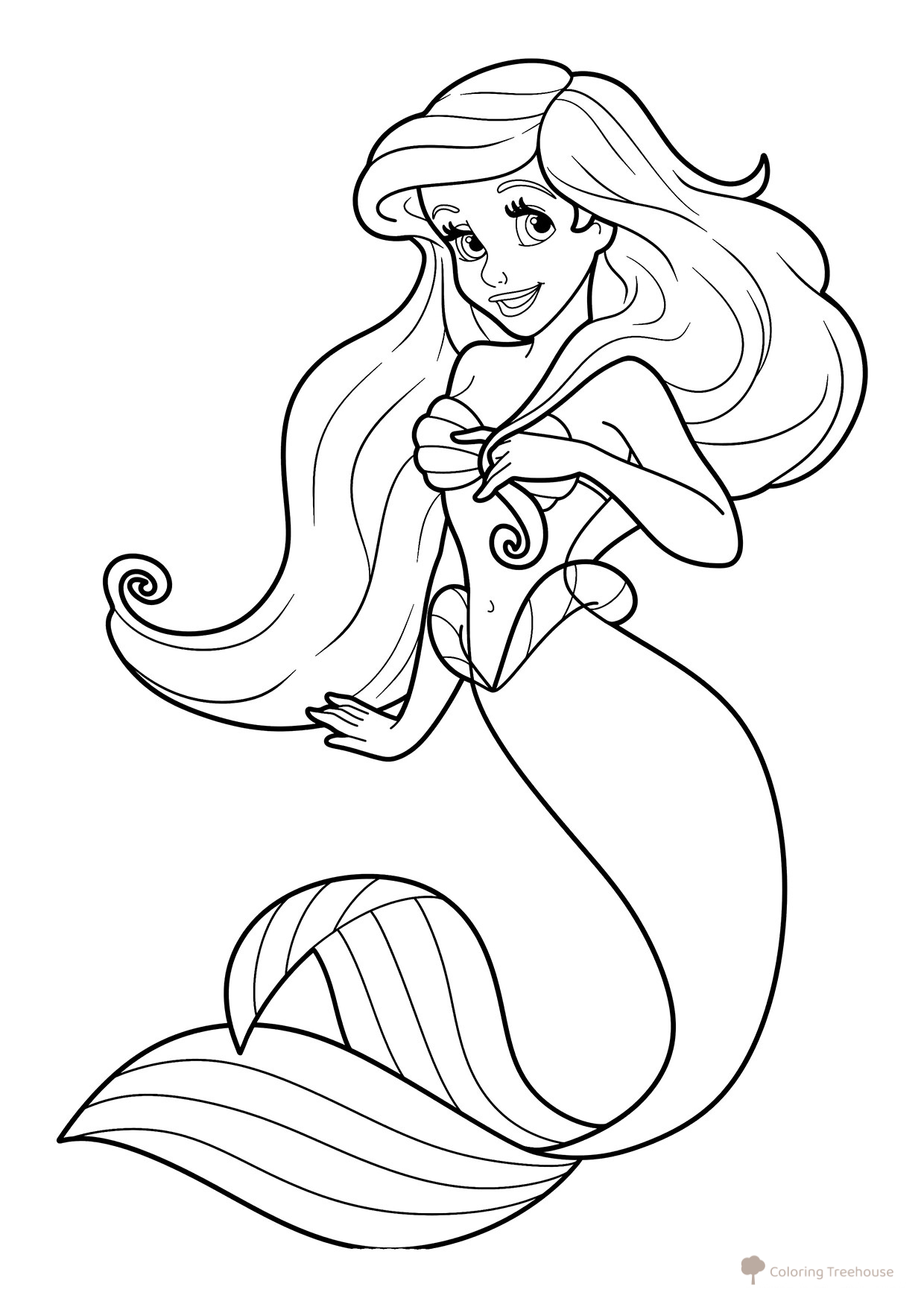 Página para colorear de Ariel para niños pequeños dibujo para colorear gratis de Páginas para colorear de La Sirenita (Ariel)