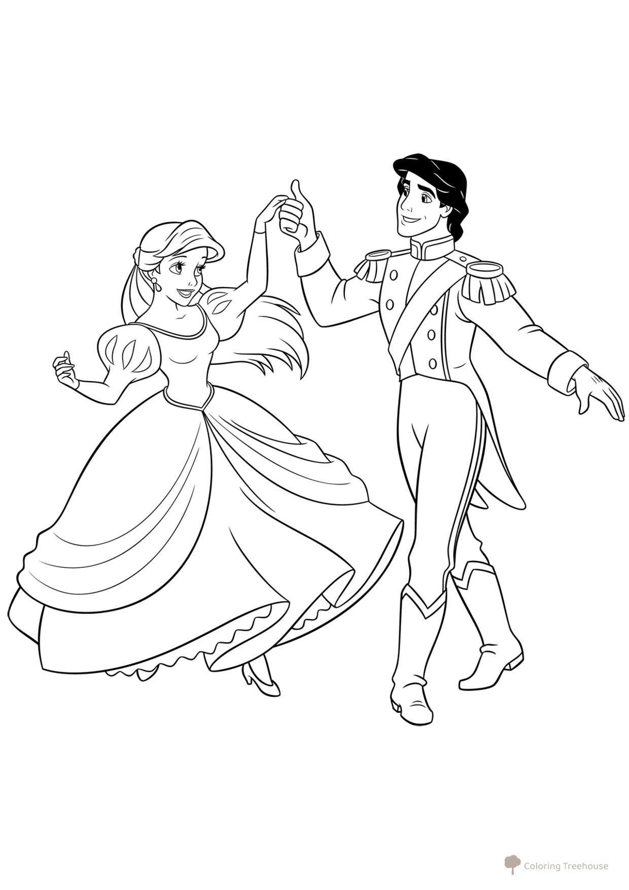 Princesa Ariel y Eric - página para colorear dibujo para colorear gratis de Páginas para colorear de La Sirenita (Ariel)
