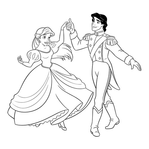 Princesa Ariel y Eric - página para colorear dibujo para colorear gratis de Páginas para colorear de La Sirenita (Ariel)