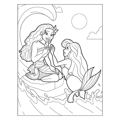 Página para colorear: La Sirenita Ariel y Moana dibujo para colorear gratis de Páginas para colorear de La Sirenita (Ariel)
