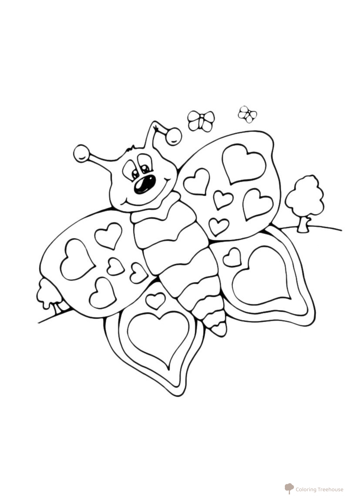 Página para colorear: Mariposa en el bosque dibujo para colorear gratis de Mariposas – láminas para colorear. Mariposas y flores