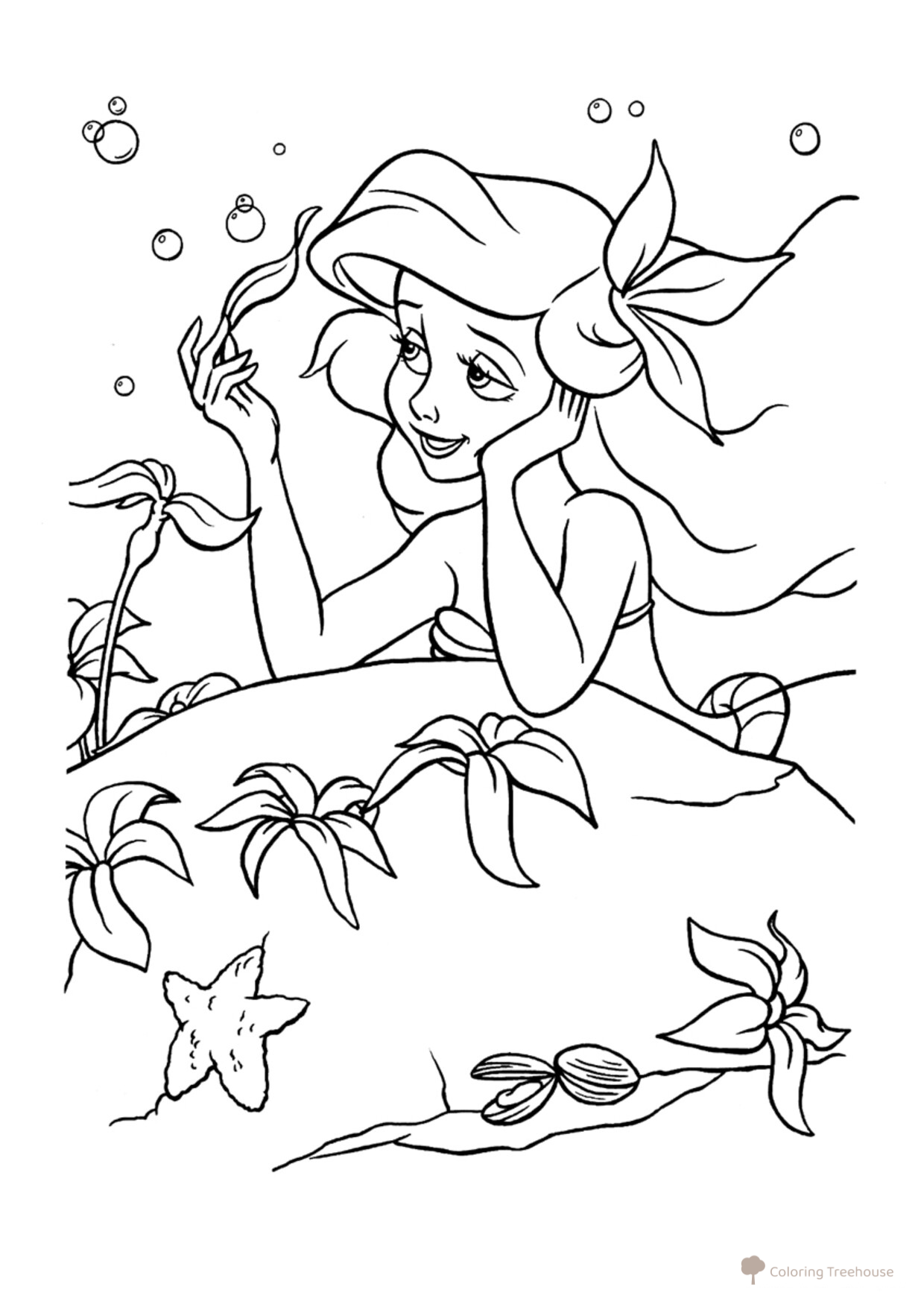 Página para colorear: Adornos de la Sirenita dibujo para colorear gratis de Páginas para colorear de La Sirenita (Ariel)