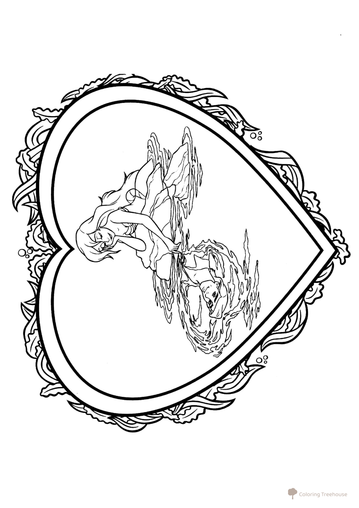 Ariel Valentine Coloring Page free printable Ariel the Little Mermaid Coloring Pages coloring page