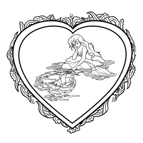 Ariel Valentine Coloring Page free printable Ariel the Little Mermaid Coloring Pages coloring page