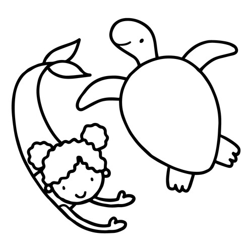 Página para colorear: Sirena y tortuga dibujo para colorear gratis de Páginas para colorear de sirenas para niños pequeños