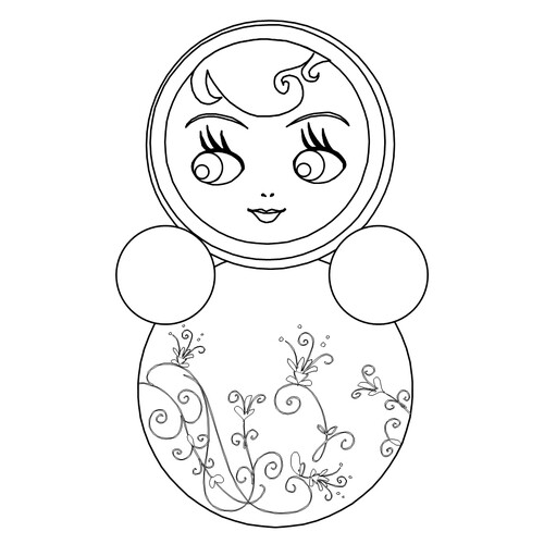 涂色页:不倒翁(Неваляшка) 免费可打印俄罗斯主题填色页涂色页