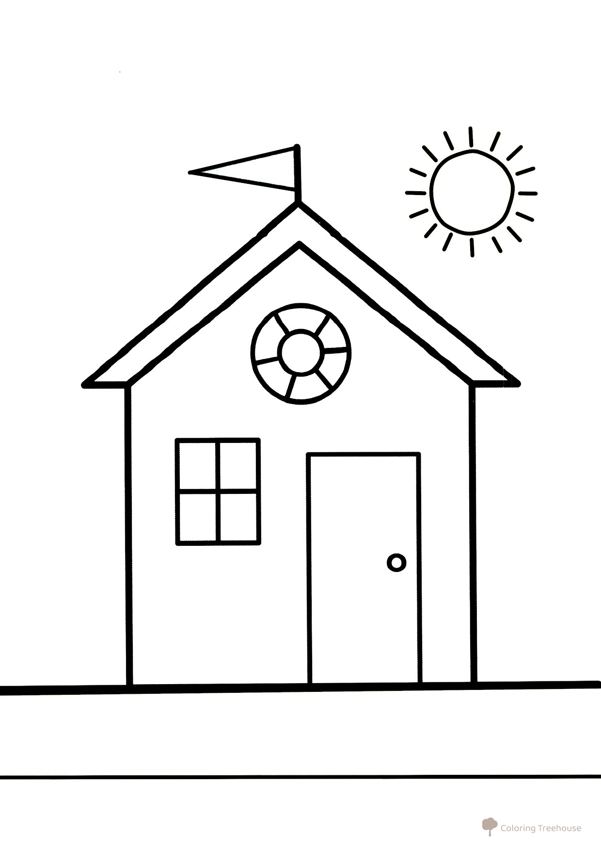 Página para colorear: Casita en la playa dibujo para colorear gratis de Páginas para colorear de peces y habitantes del mar para niños
