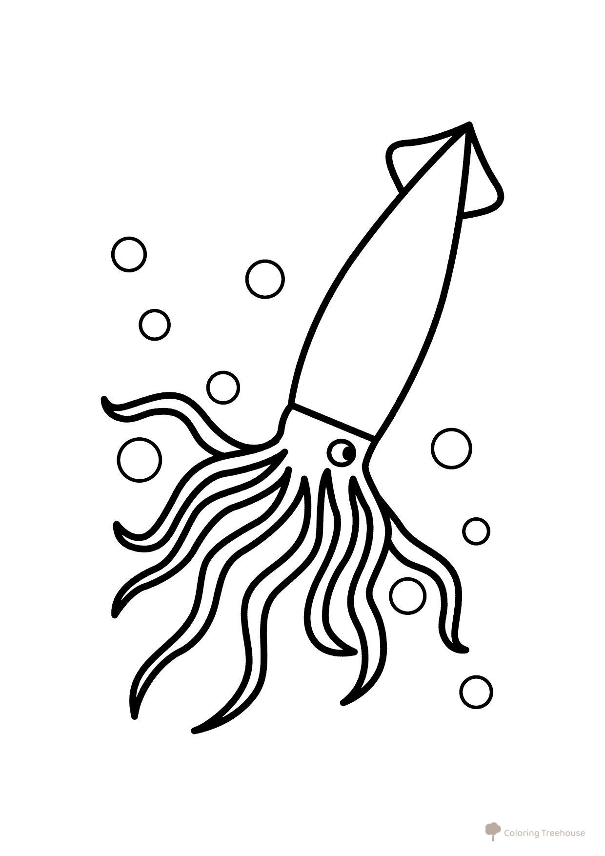 Squid Coloring Page for Toddlers free printable Fish and Sea Creatures Coloring Pages for Toddlers coloring page