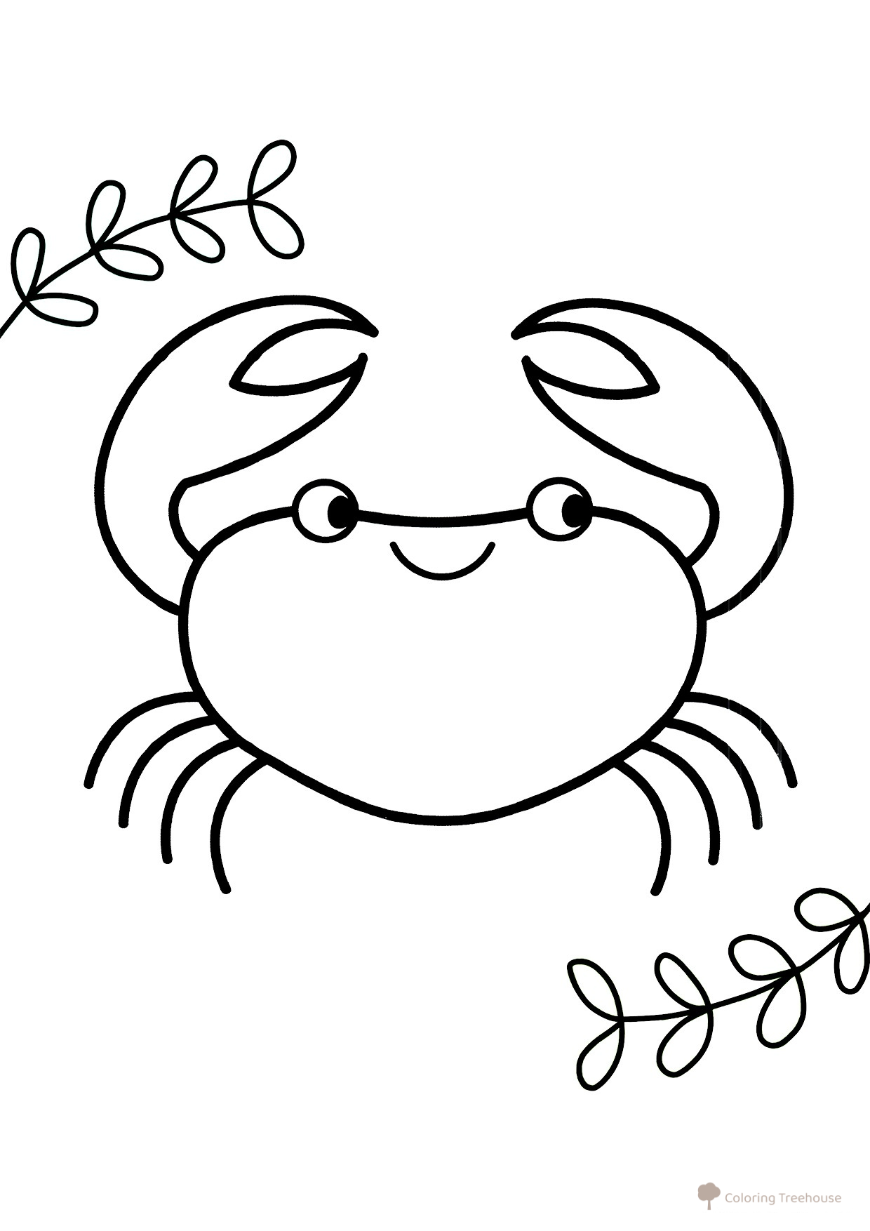 Crab Walking on the Beach Coloring Page free printable Fish and Sea Creatures Coloring Pages for Toddlers coloring page