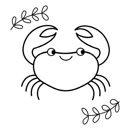 Crab Walking on the Beach Coloring Page free printable Fish and Sea Creatures Coloring Pages for Toddlers coloring page