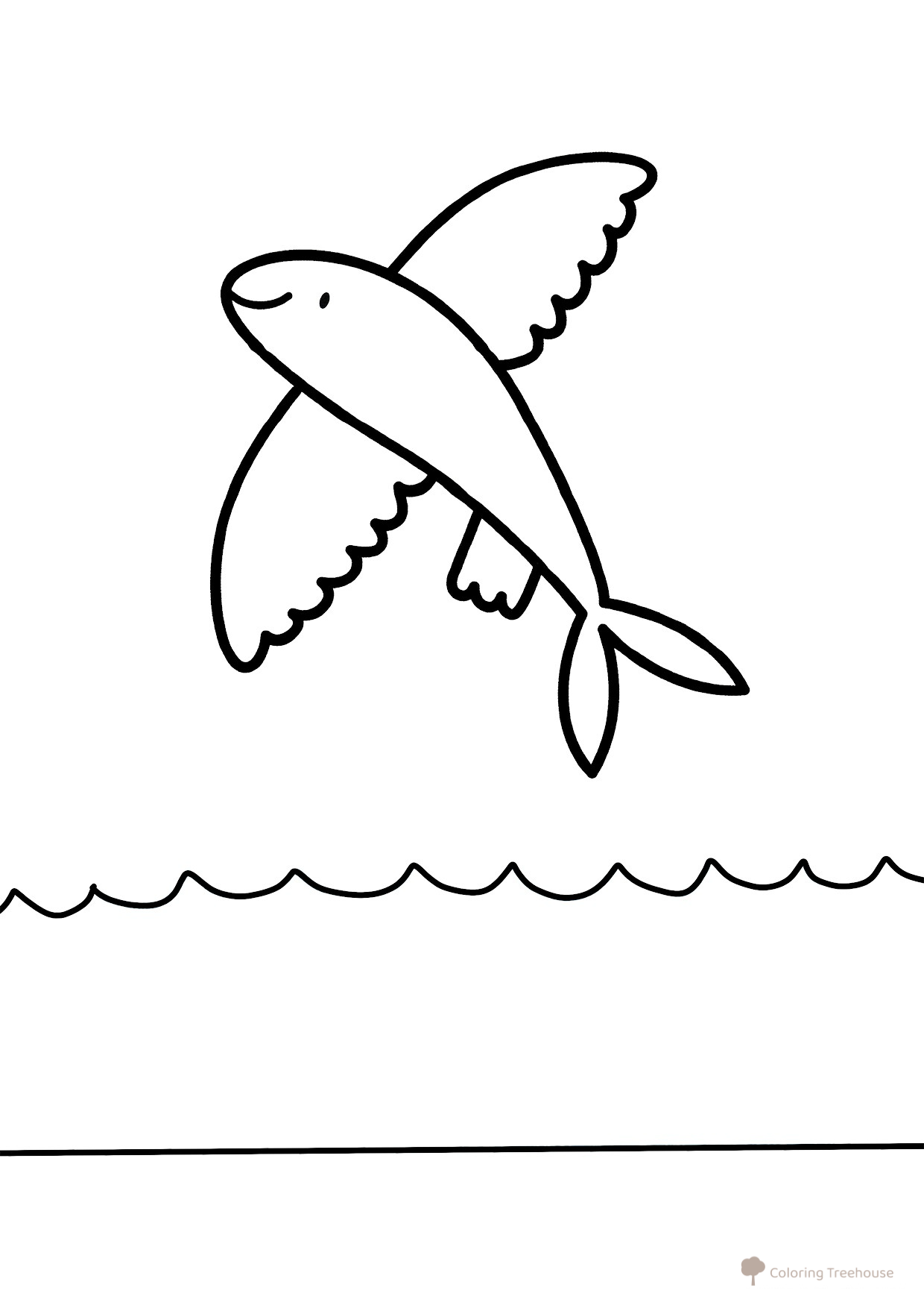 Flying Fish Jumping Out of the Sea Coloring Page free printable Fish and Sea Creatures Coloring Pages for Toddlers coloring page