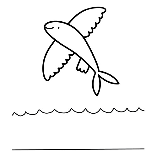 Flying Fish Jumping Out of the Sea Coloring Page free printable Fish and Sea Creatures Coloring Pages for Toddlers coloring page