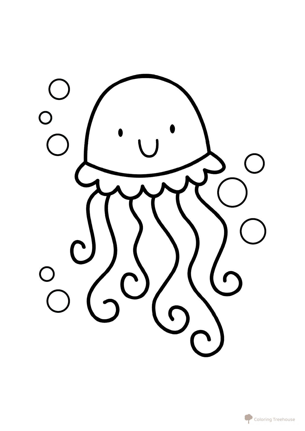 Little Jellyfish Coloring Page for Toddlers free printable Fish and Sea Creatures Coloring Pages for Toddlers coloring page