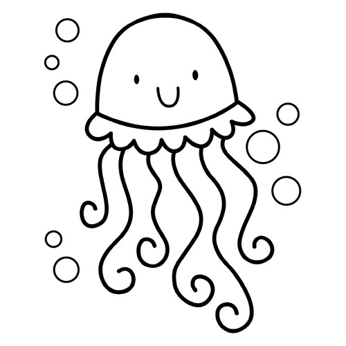 Little Jellyfish Coloring Page for Toddlers free printable Fish and Sea Creatures Coloring Pages for Toddlers coloring page