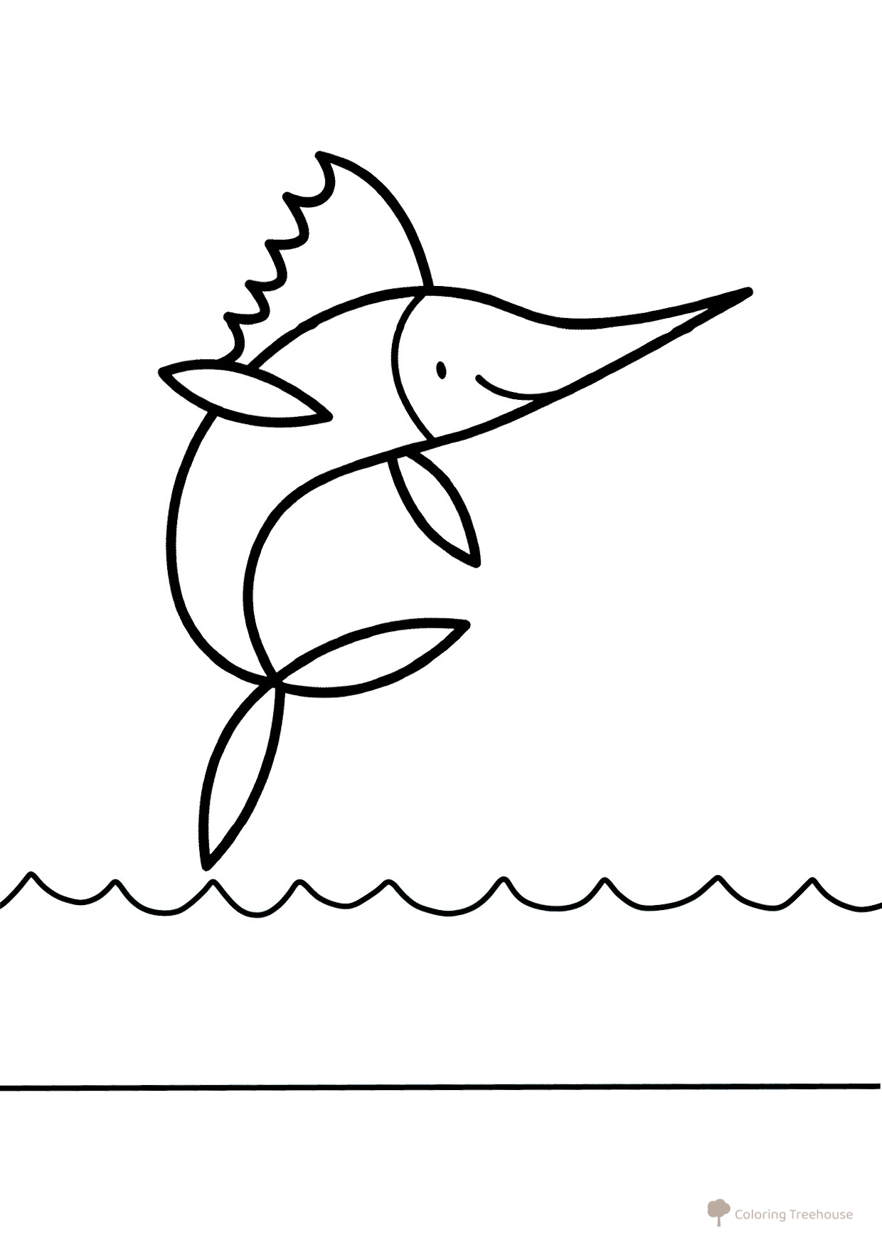 Marlin Jumping High Coloring Page free printable Fish and Sea Creatures Coloring Pages for Toddlers coloring page