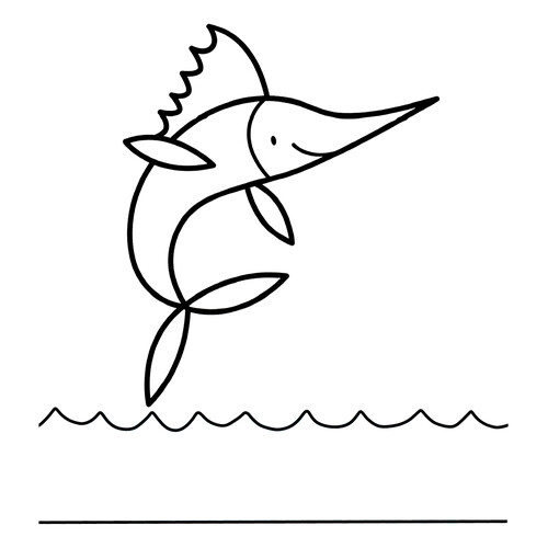 Marlin Jumping High Coloring Page free printable Fish and Sea Creatures Coloring Pages for Toddlers coloring page