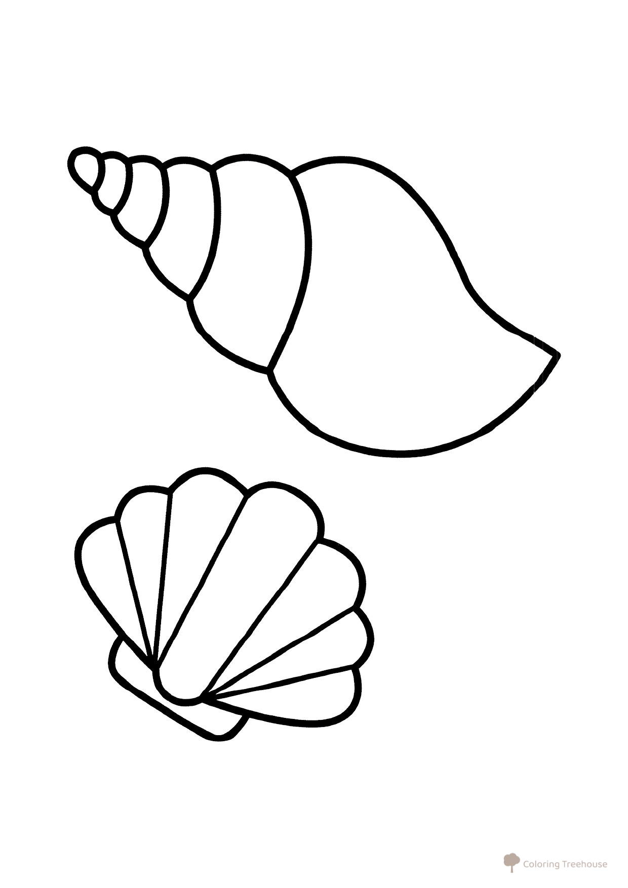 Seashells Coloring Page for Toddlers free printable Fish and Sea Creatures Coloring Pages for Toddlers coloring page