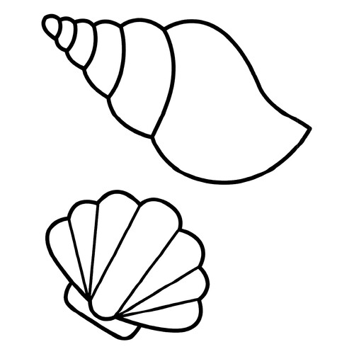 Página para colorear: Conchas marinas para niños pequeños dibujo para colorear gratis de Páginas para colorear de peces y habitantes del mar para niños