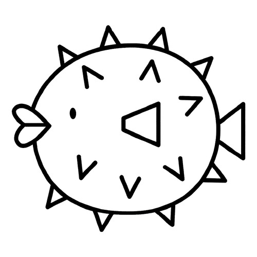 Página para colorear: Pez globo con espinas dibujo para colorear gratis de Páginas para colorear de peces y habitantes del mar para niños