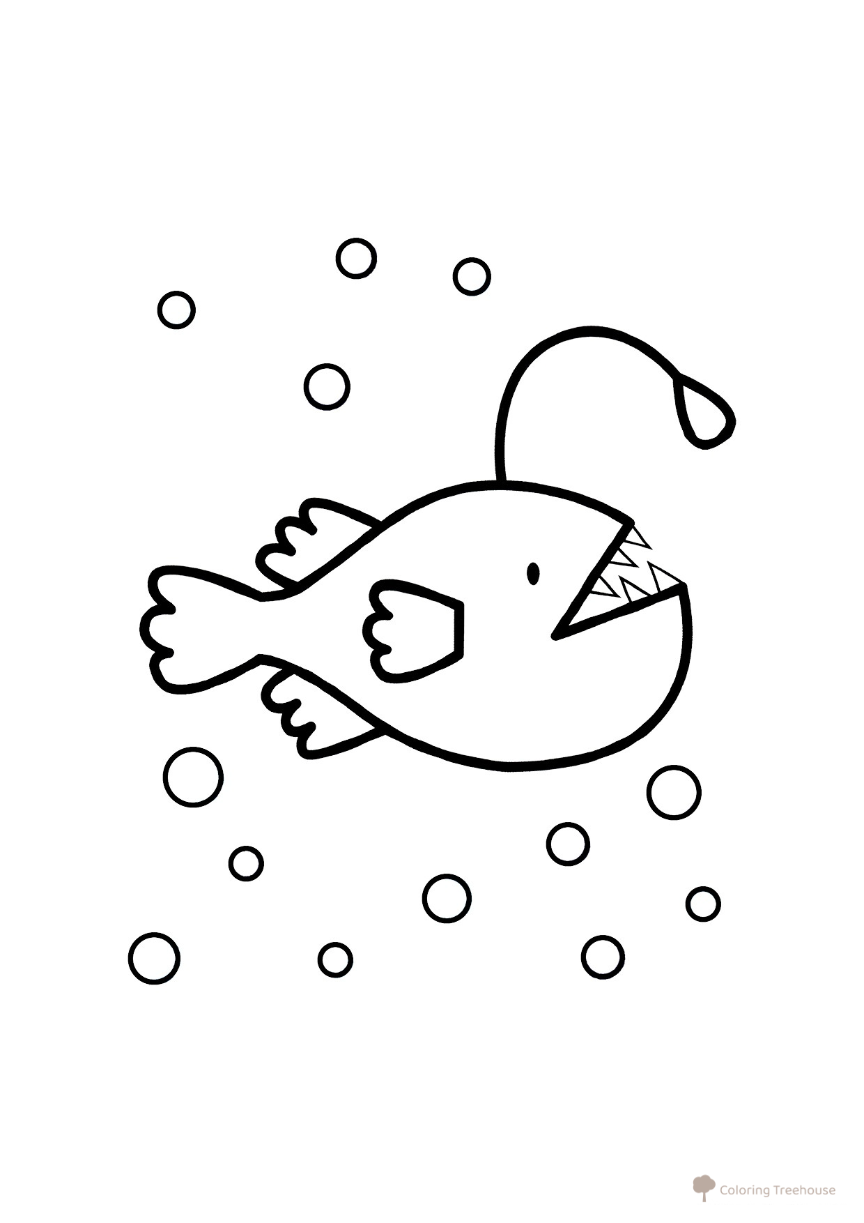Página para colorear: pez abisal nadando en las profundidades del mar dibujo para colorear gratis de Páginas para colorear de peces y habitantes del mar para niños