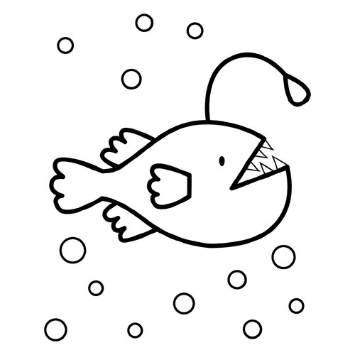Página para colorear: pez abisal nadando en las profundidades del mar dibujo para colorear gratis de Páginas para colorear de peces y habitantes del mar para niños