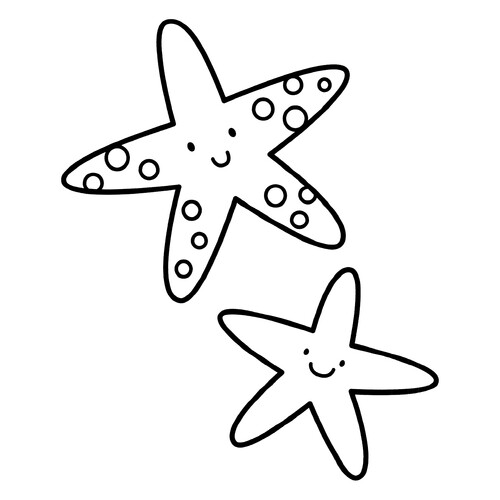 Página para colorear: Estrellitas de mar felices dibujo para colorear gratis de Páginas para colorear de peces y habitantes del mar para niños