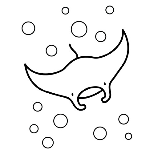 Página para colorear: Manta raya (diablo marino) dibujo para colorear gratis de Páginas para colorear de peces y habitantes del mar para niños