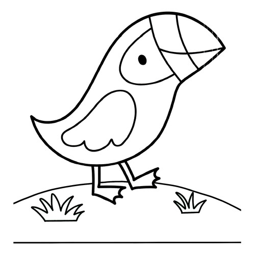 Página para colorear: Frailecillo paseando por la playa dibujo para colorear gratis de Páginas para colorear de peces y habitantes del mar para niños