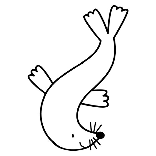 Página para colorear: Foca con bigotes dibujo para colorear gratis de Páginas para colorear de peces y habitantes del mar para niños