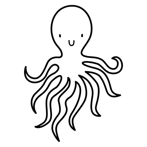 Colorear: El pulpo tiene ocho patas dibujo para colorear gratis de Páginas para colorear de peces y habitantes del mar para niños