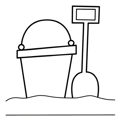 Dibujos para colorear: Cubo y pala en la arena dibujo para colorear gratis de Páginas para colorear de peces y habitantes del mar para niños