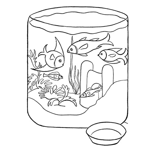 Aquarium with Fish Coloring Page free printable Fish Coloring Pages for Kids coloring page