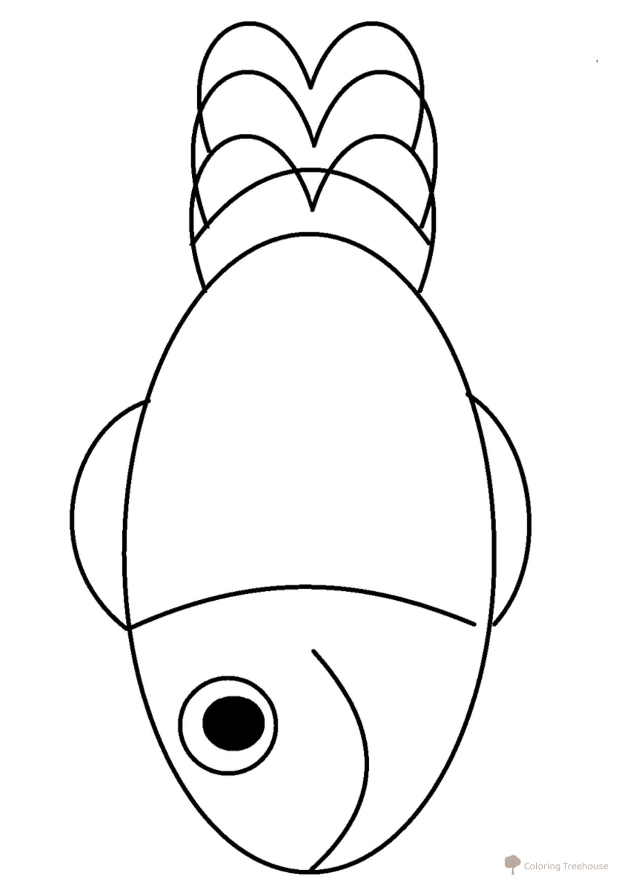 Página para colorear: Pez sencillo dibujo para colorear gratis de Páginas para colorear de peces para niños