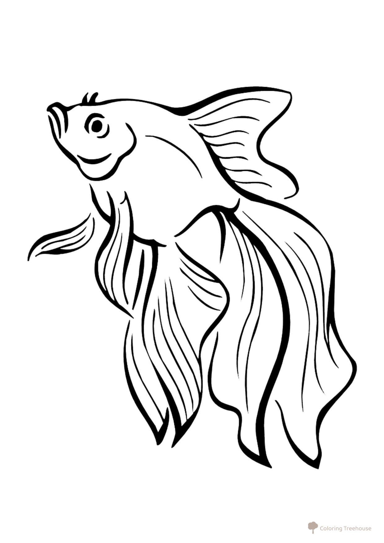 Página para colorear: Pez de oro dibujo para colorear gratis de Páginas para colorear de peces para niños
