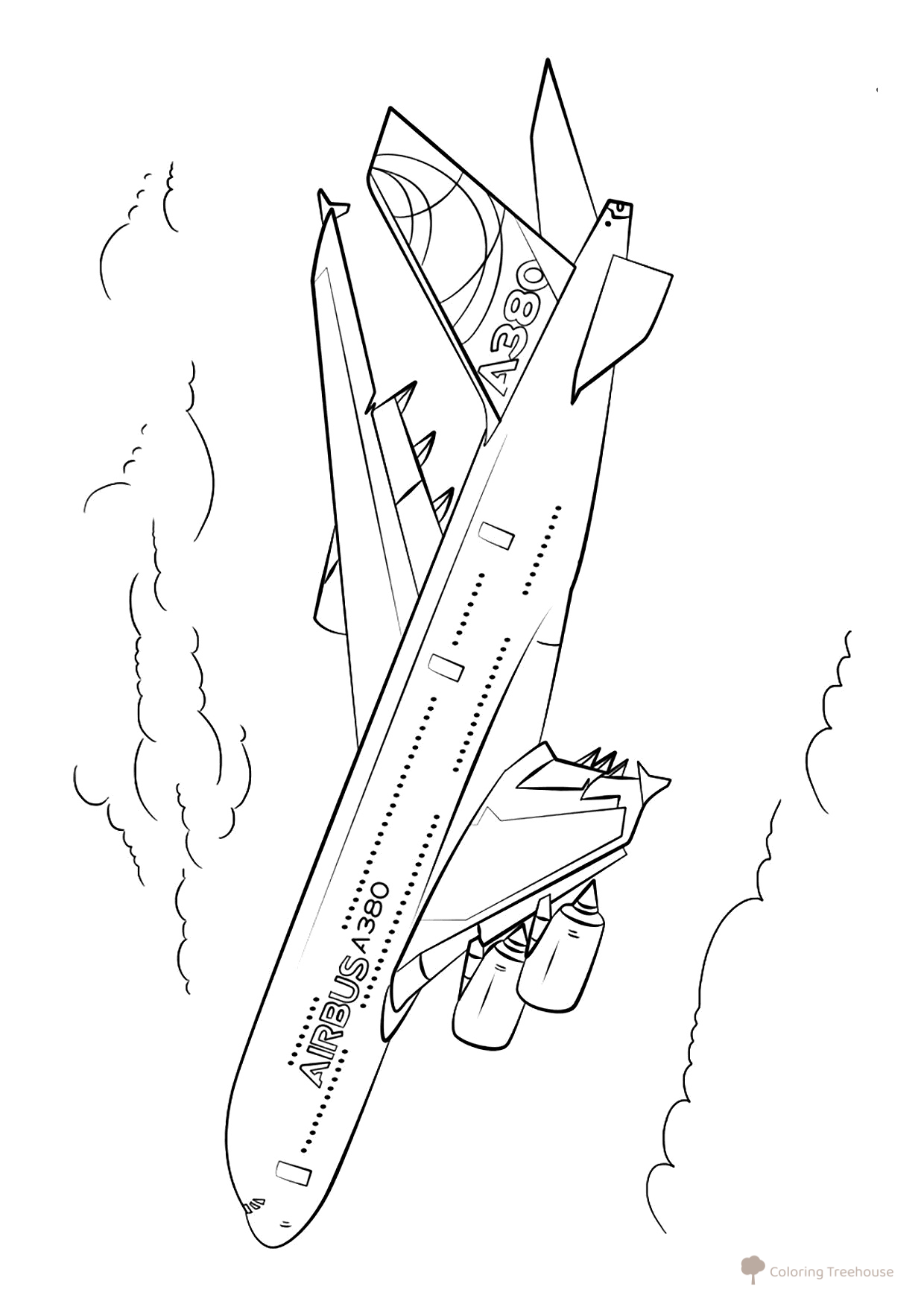 Airbus A380 Coloring Page free printable Airplane Coloring Pages coloring page
