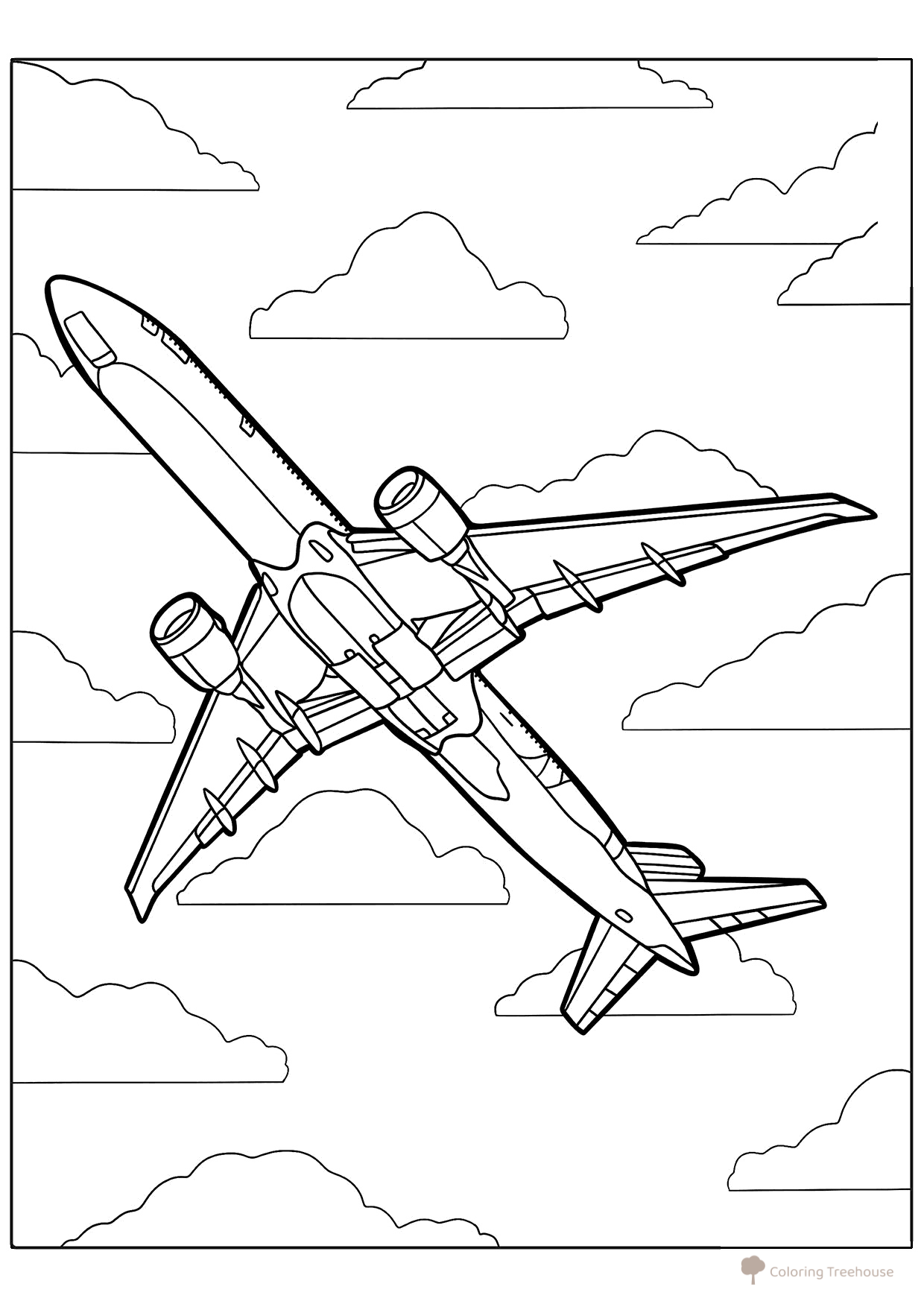 Página para colorear «Aerobús en el cielo» dibujo para colorear gratis de Páginas para colorear: aviones
