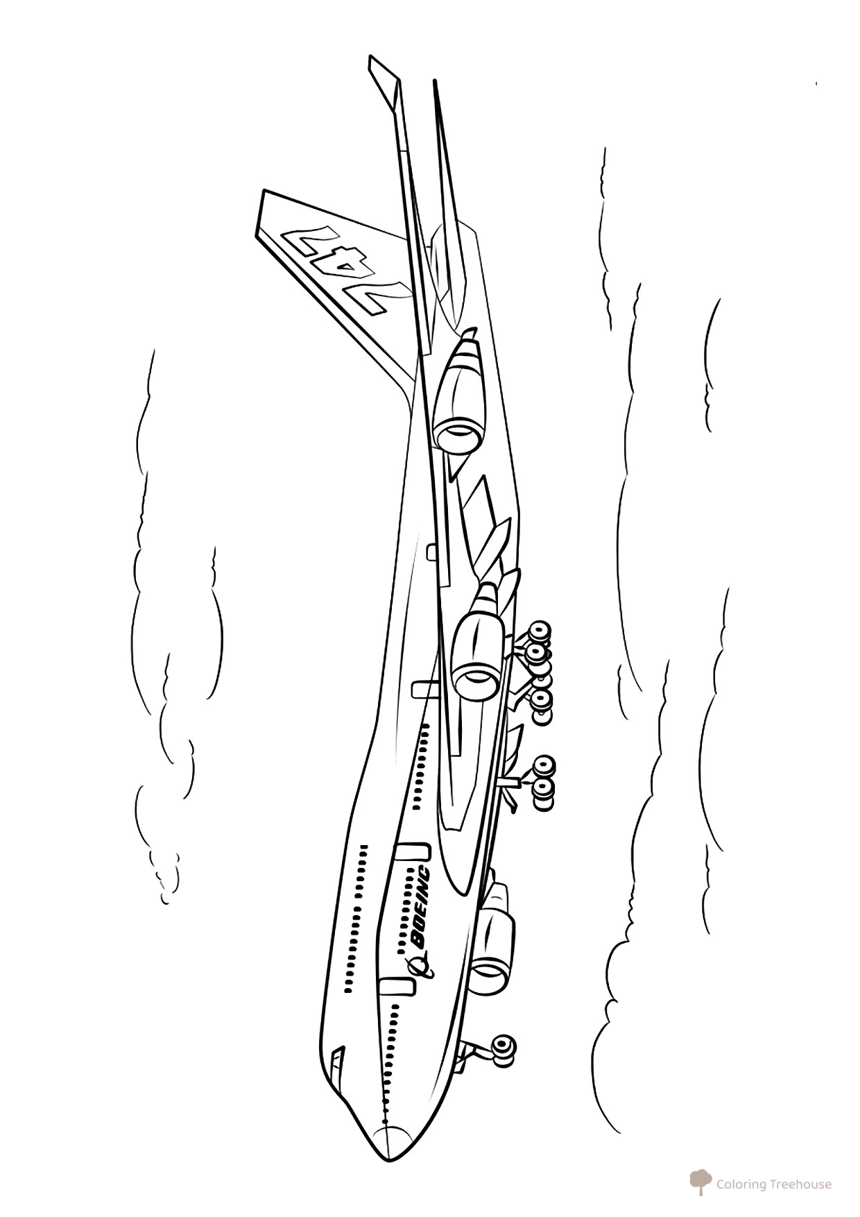 Boeing 747-400 Coloring Page free printable Airplane Coloring Pages coloring page