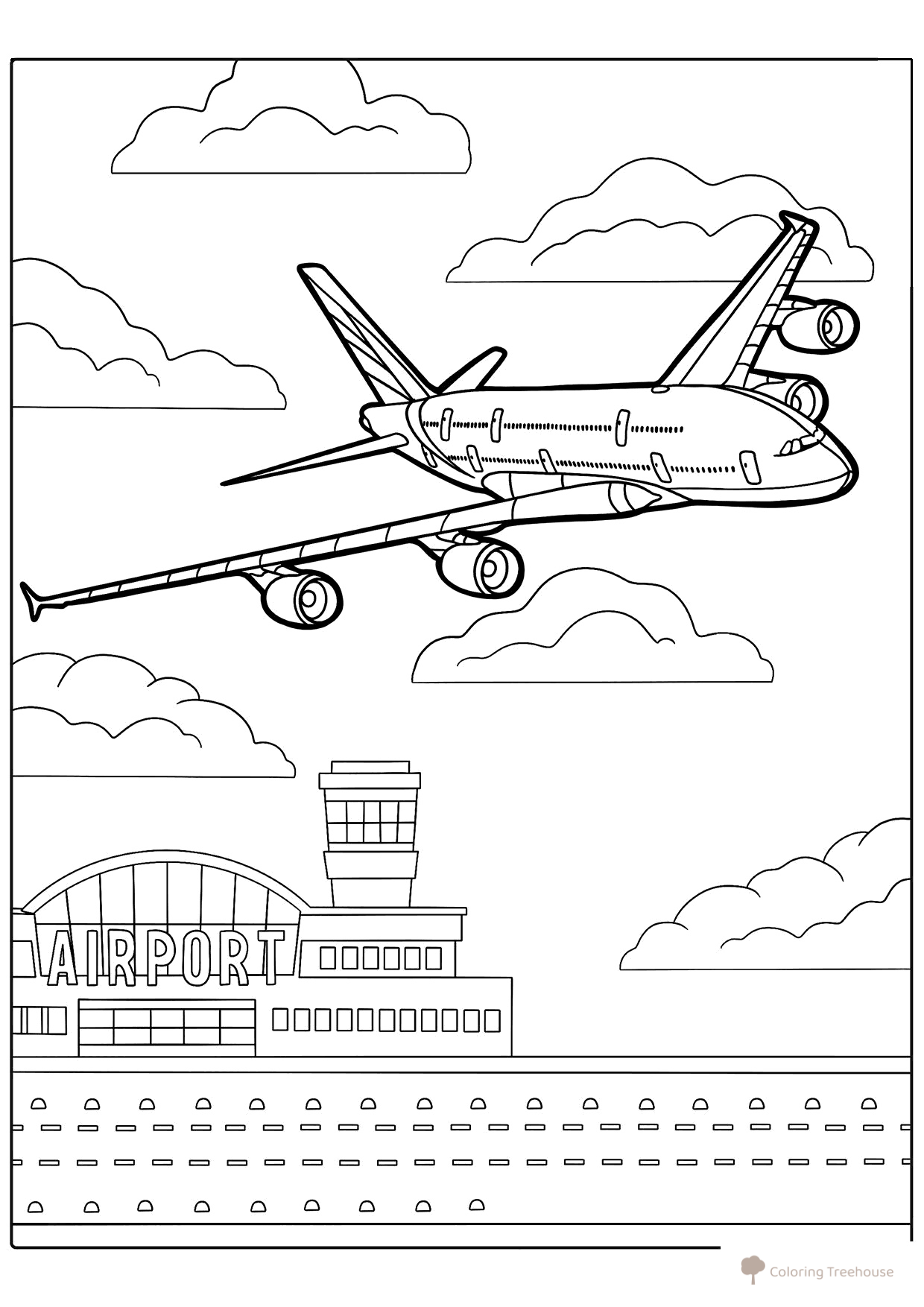 Página para colorear «Avión de dos pisos Airbus A320» dibujo para colorear gratis de Páginas para colorear: aviones