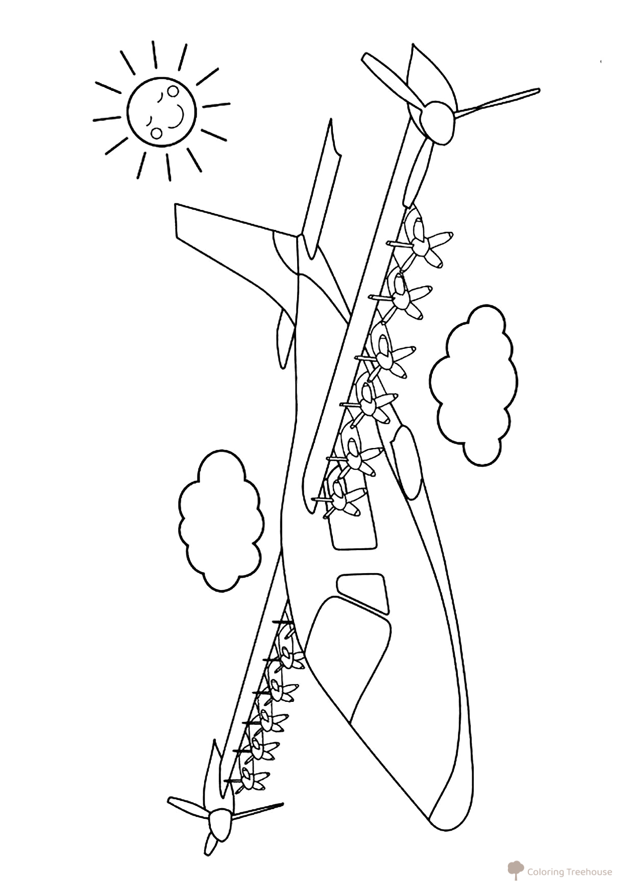 Página para colorear «Avión eléctrico X-57» dibujo para colorear gratis de Páginas para colorear: aviones