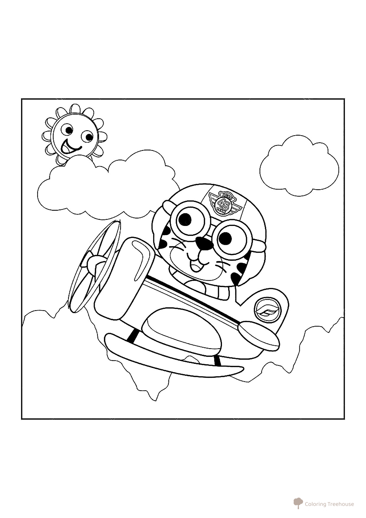 Kitten in an Airplane Coloring Page free printable Airplane Coloring Pages coloring page