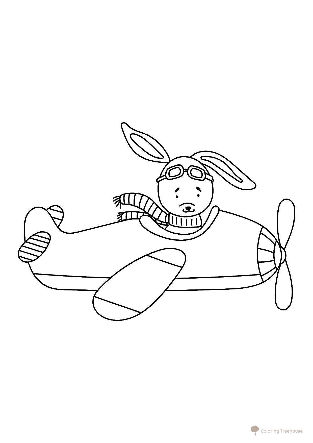 Página para colorear “Conejo al mando de un avión” dibujo para colorear gratis de Páginas para colorear: aviones