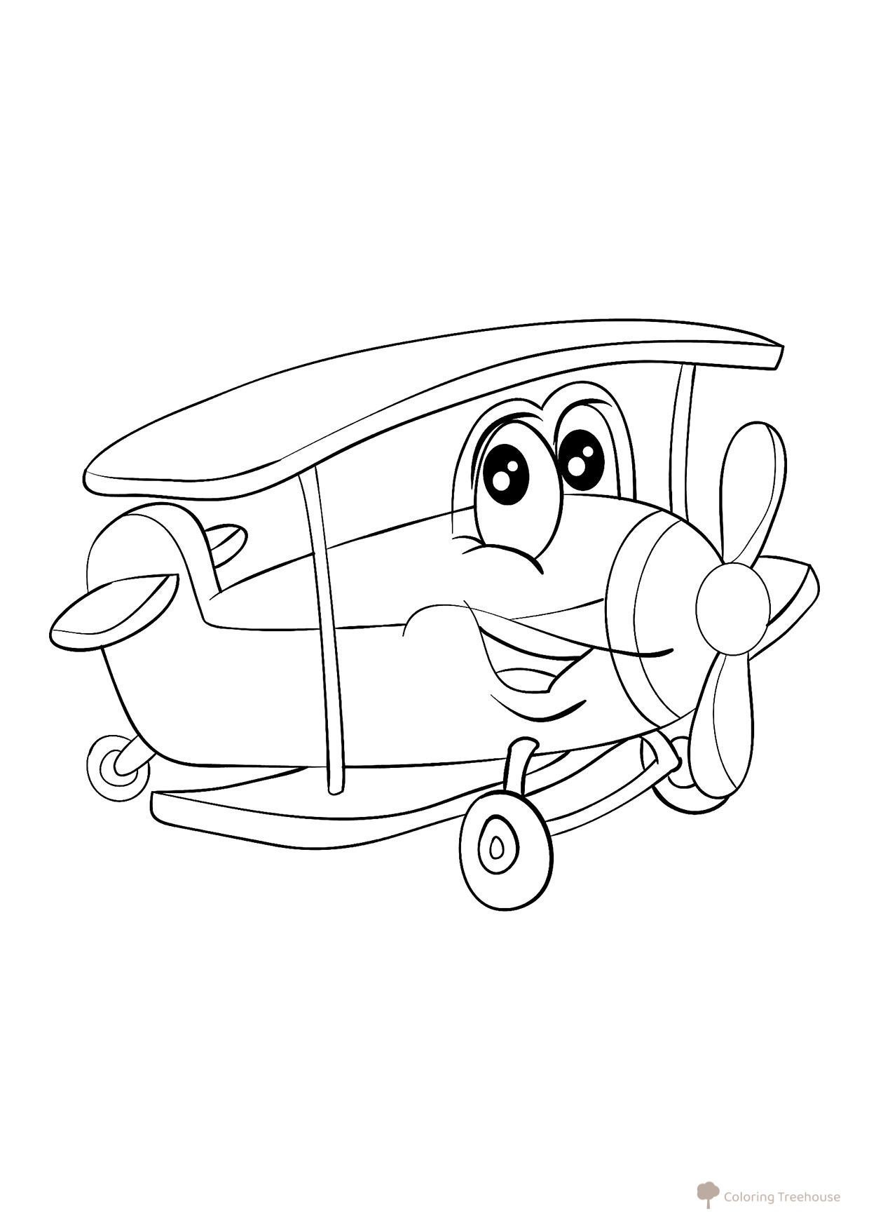 Página para colorear «Lindo avión para los más pequeños» dibujo para colorear gratis de Páginas para colorear: aviones