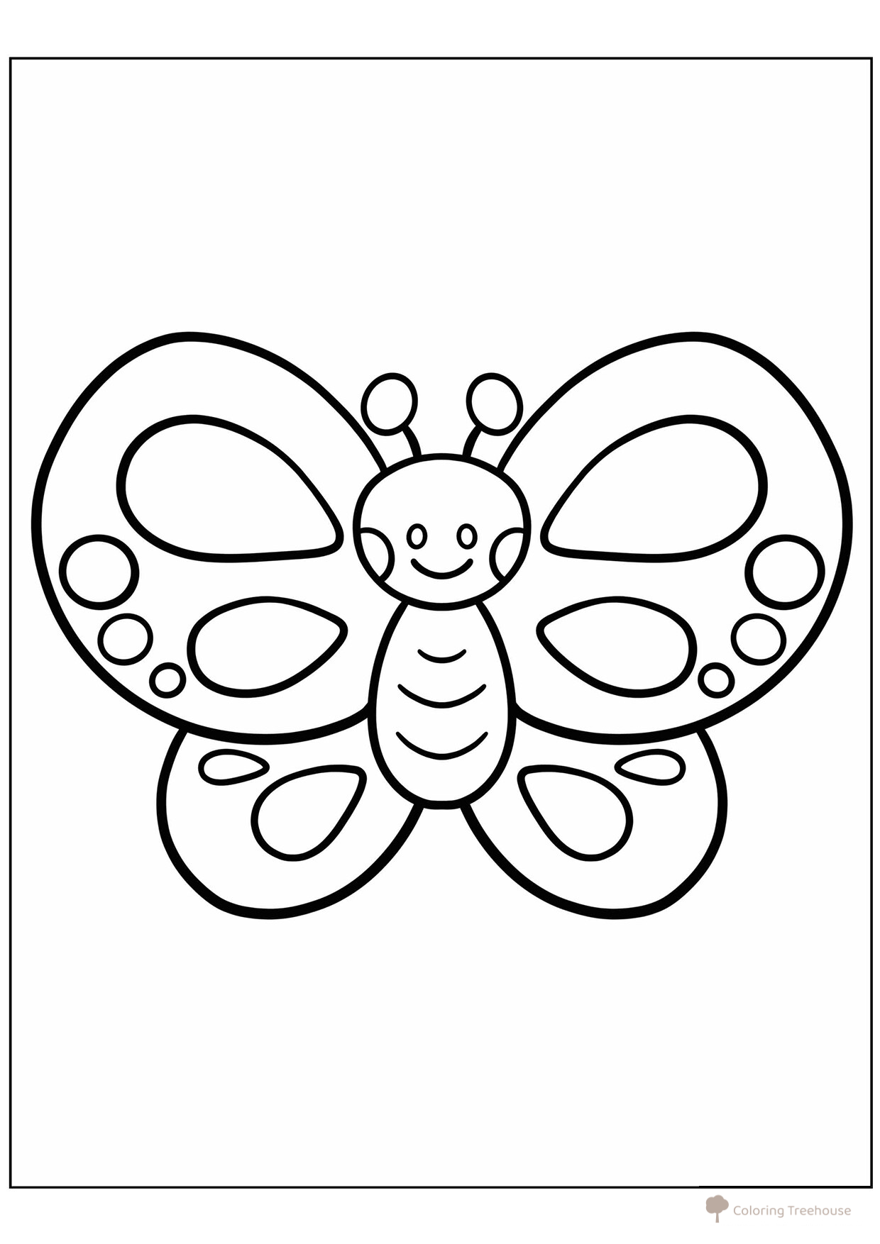 Página para colorear «Mariposa kawaii» dibujo para colorear gratis de Mariposas – láminas para colorear. Mariposas y flores