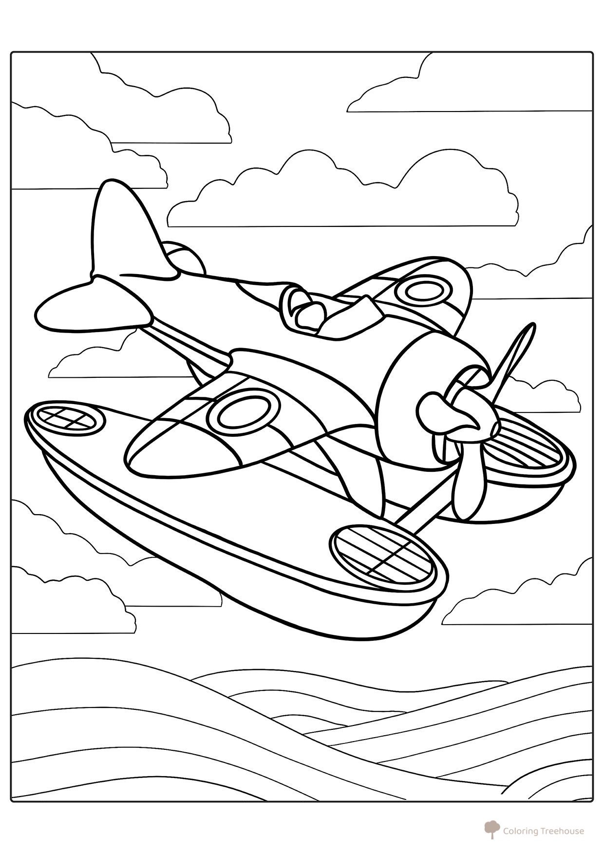 Página para colorear «Avión marítimo sencillo» dibujo para colorear gratis de Páginas para colorear: aviones