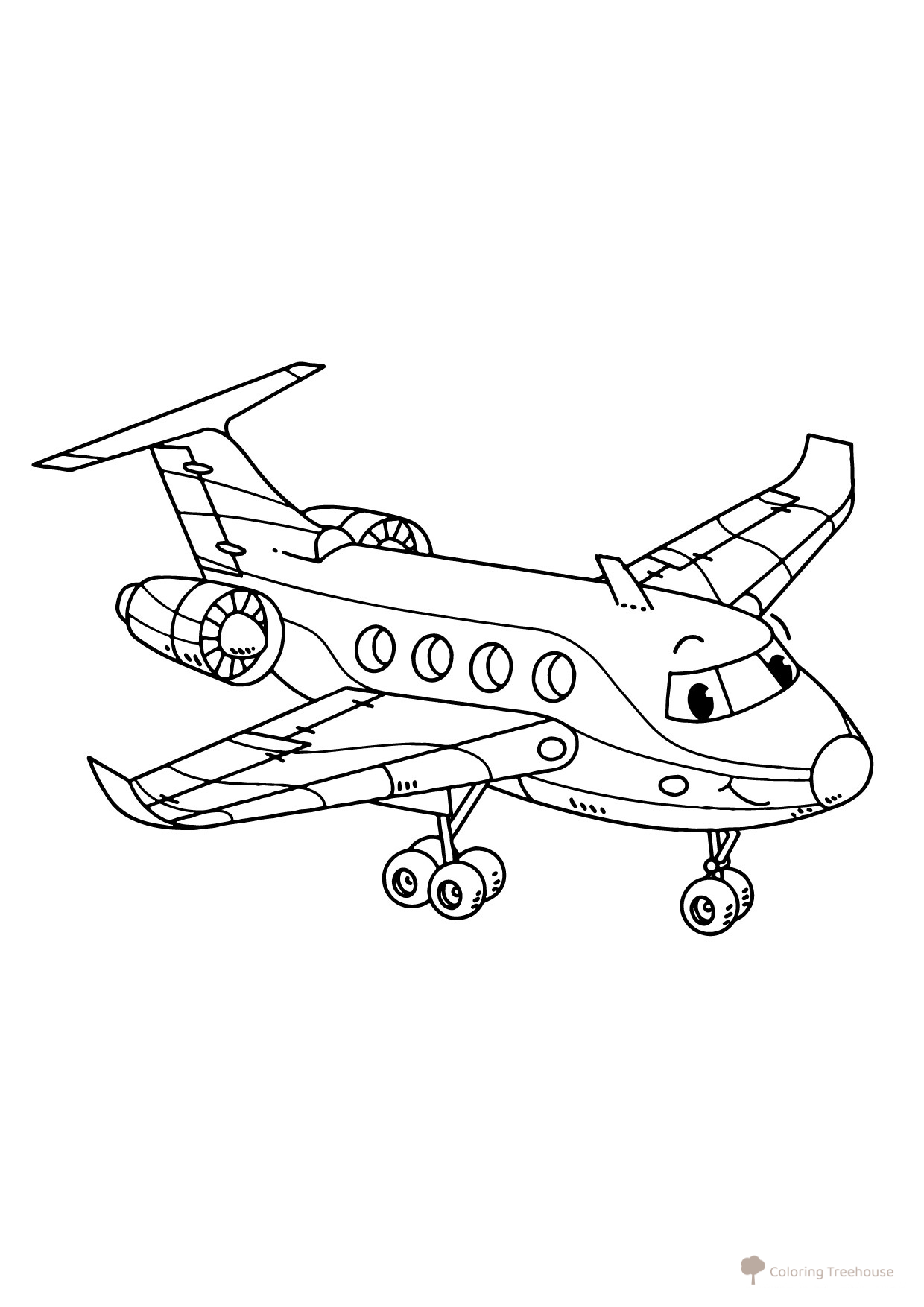 Jet Plane Coloring Page with Eyes free printable Airplane Coloring Pages coloring page
